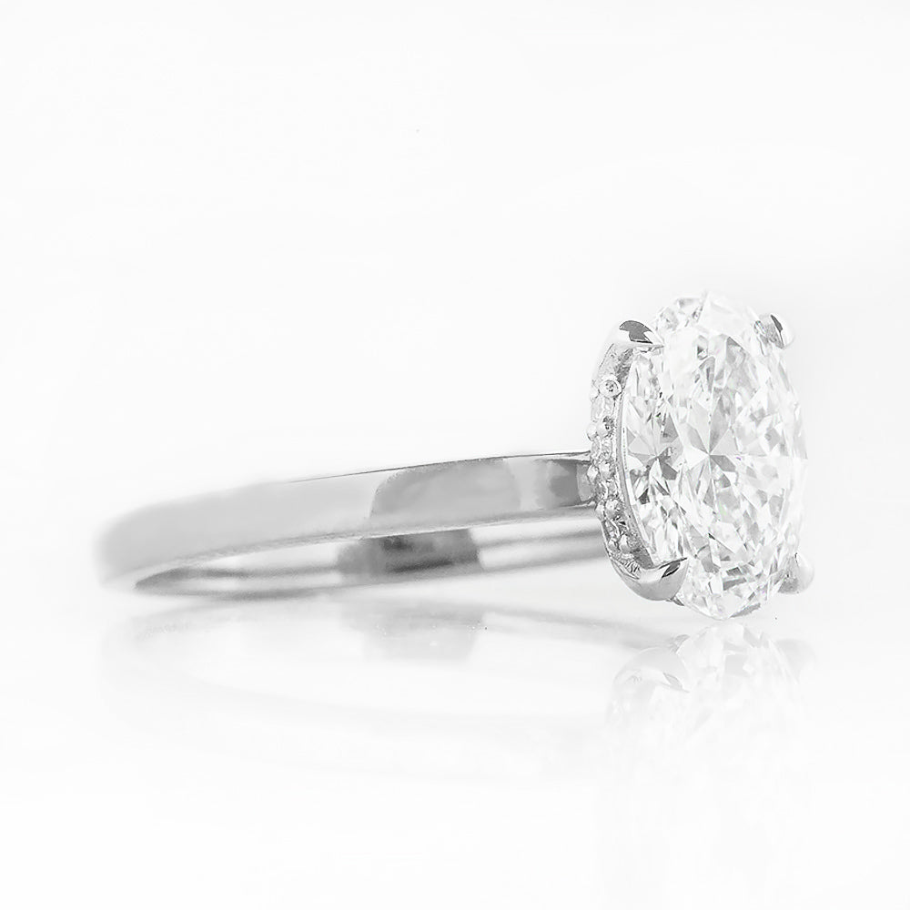 Selene, Hidden Halo Oval cut Lab Diamond Ring - 1.5ct