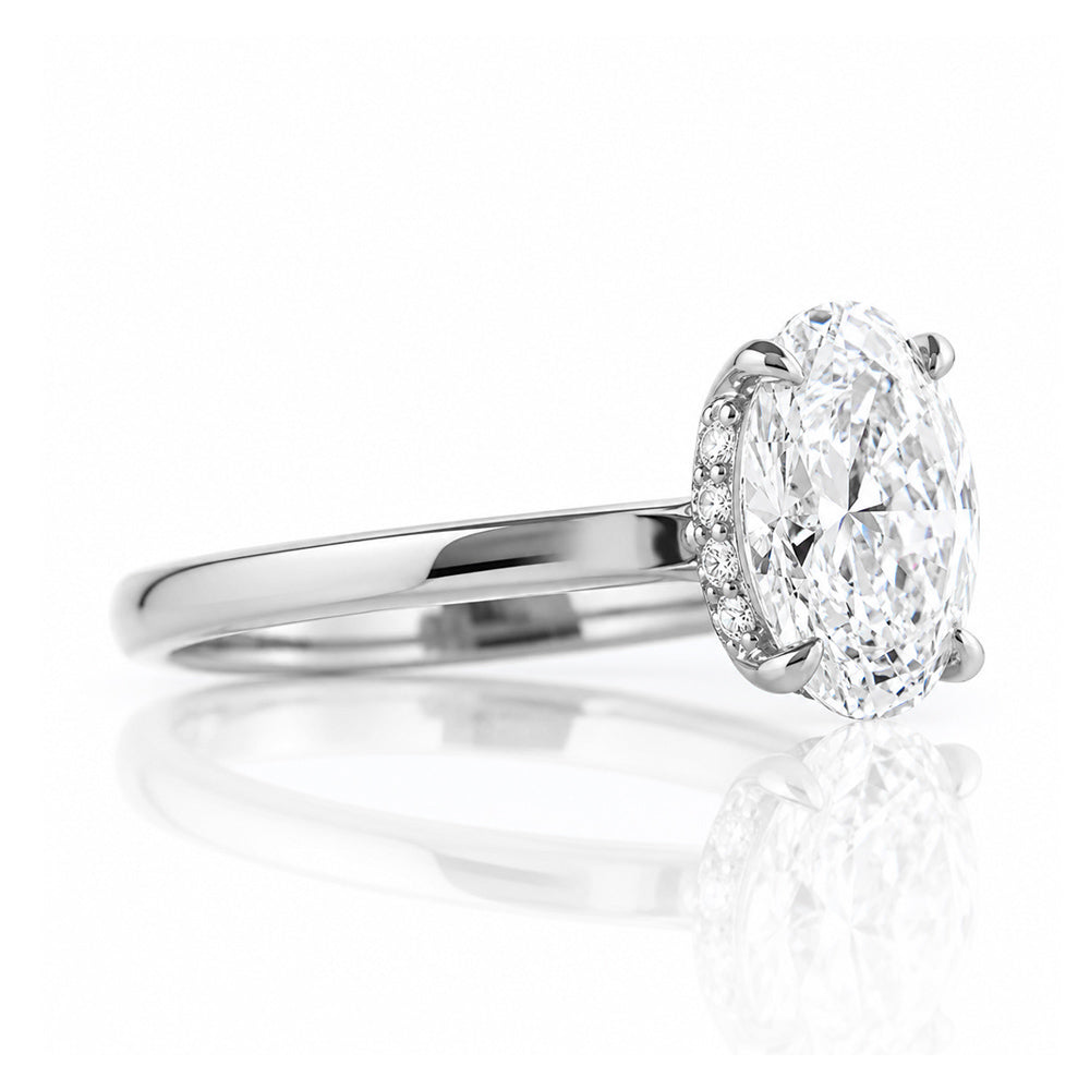 Selene, Hidden Halo Oval cut Lab Diamond Ring - 1.5ct - Victoria's Jewellery