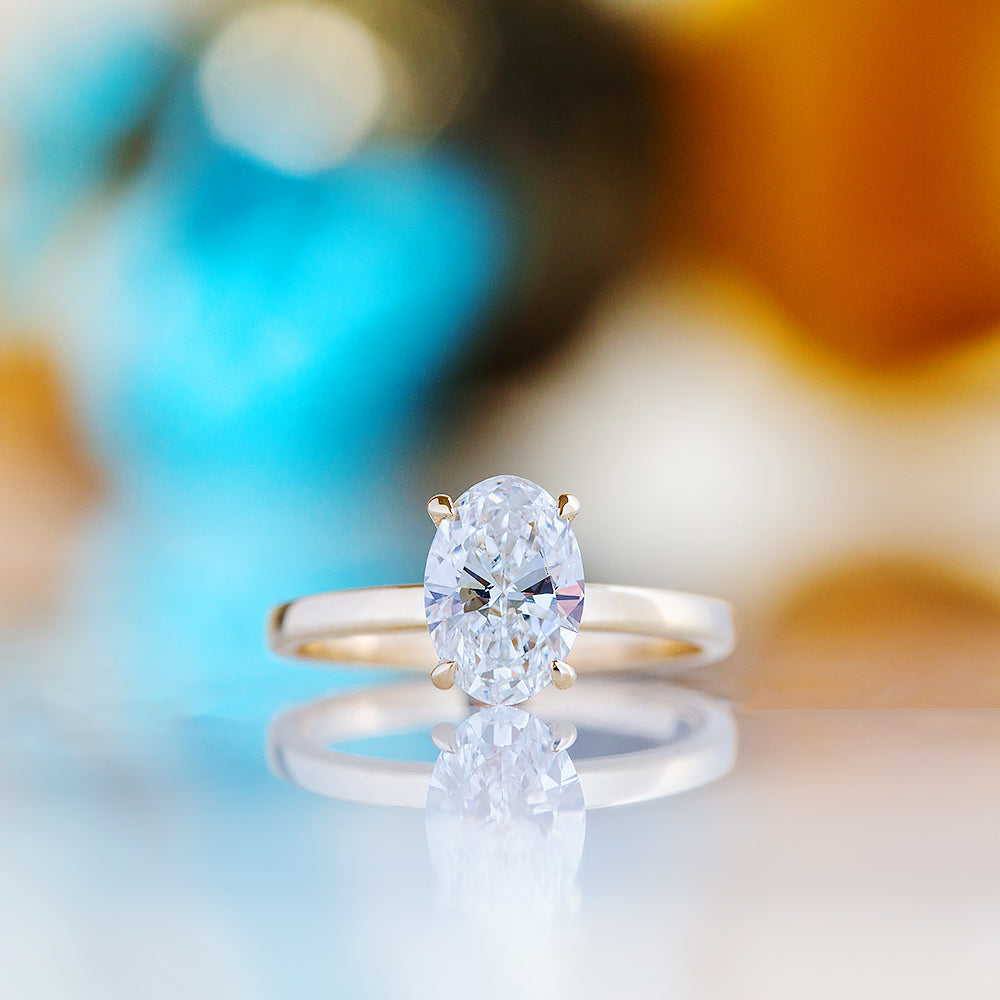 Selene, Hidden Halo Oval cut Lab Diamond Ring - 1.5ct