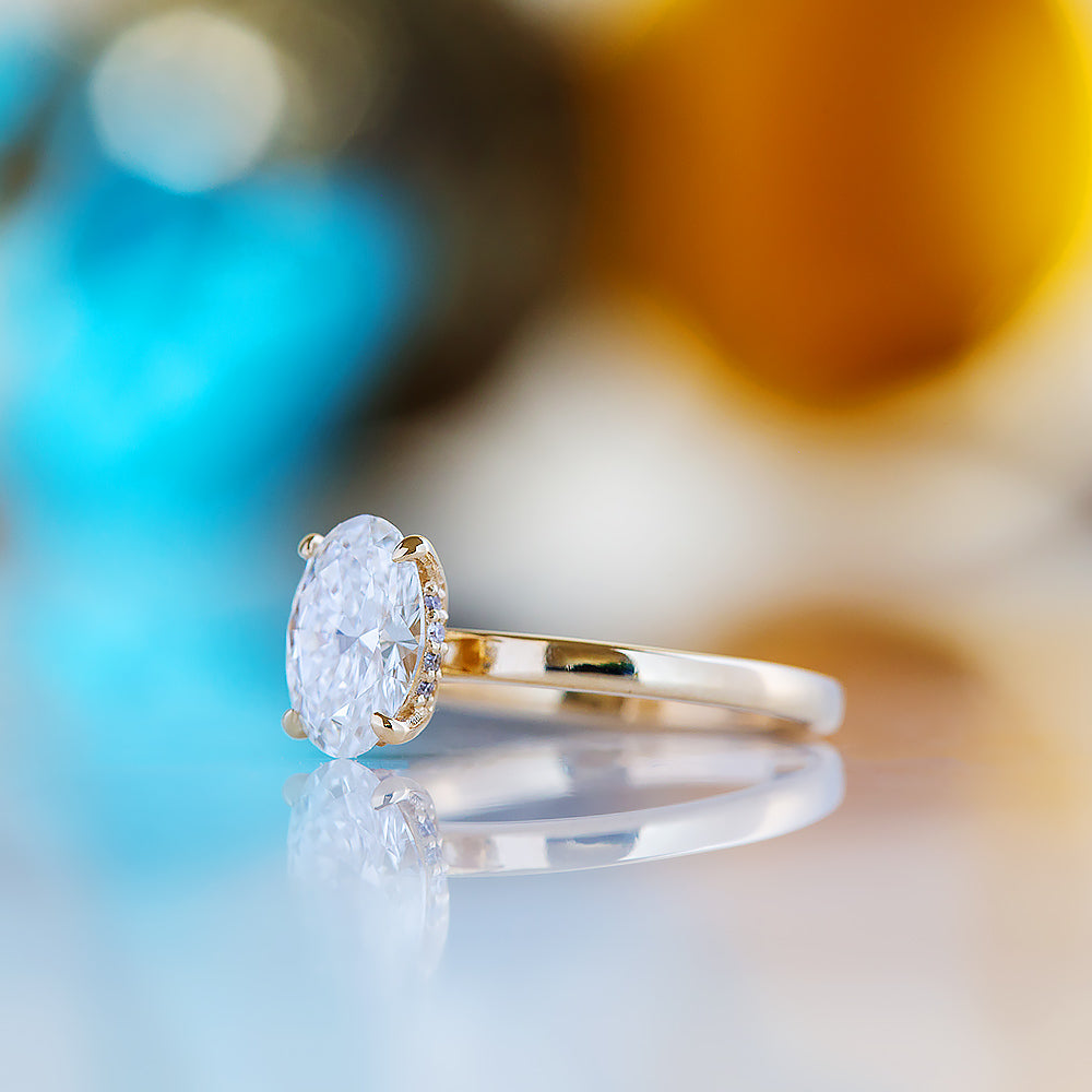 Selene, Hidden Halo Oval cut Lab Diamond Ring - 1.5ct