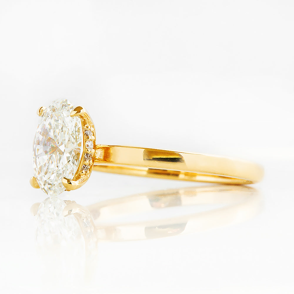Selene, Hidden Halo Oval cut Lab Diamond Ring - 1.5ct