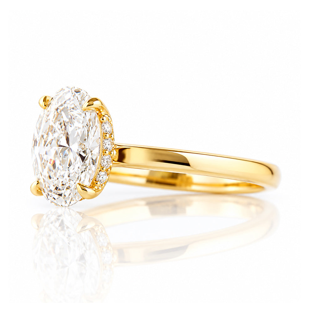 Selene, Hidden Halo Oval cut Lab Diamond Ring - 1.5ct - Victoria's Jewellery