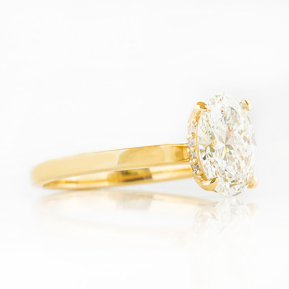 Selene, Hidden Halo Oval cut Lab Diamond Ring - 1.5ct
