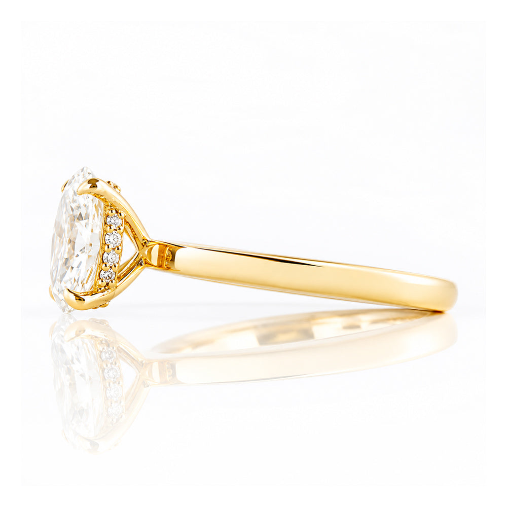 Selene, Hidden Halo Oval cut Lab Diamond Ring - 1.5ct - Victoria's Jewellery