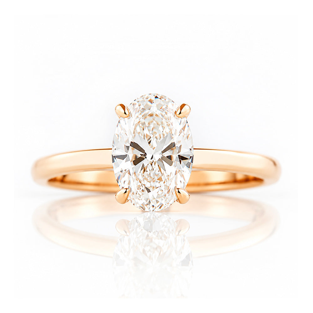 Selene, Hidden Halo Oval cut Lab Diamond Ring - 1.5ct - Victoria's Jewellery
