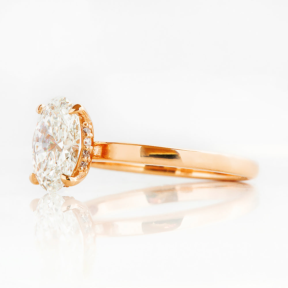 Selene, Hidden Halo Oval cut Lab Diamond Ring - 1.5ct