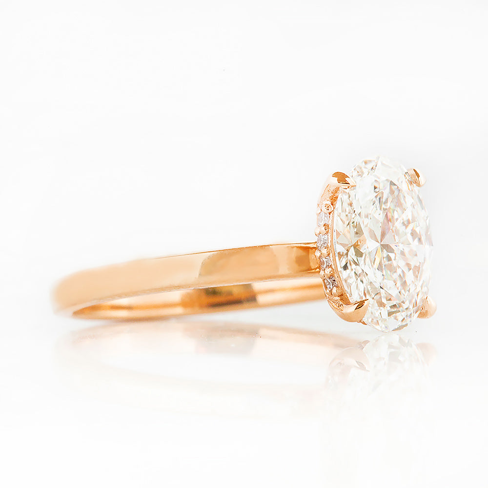 Selene, Hidden Halo Oval cut Lab Diamond Ring - 1.5ct