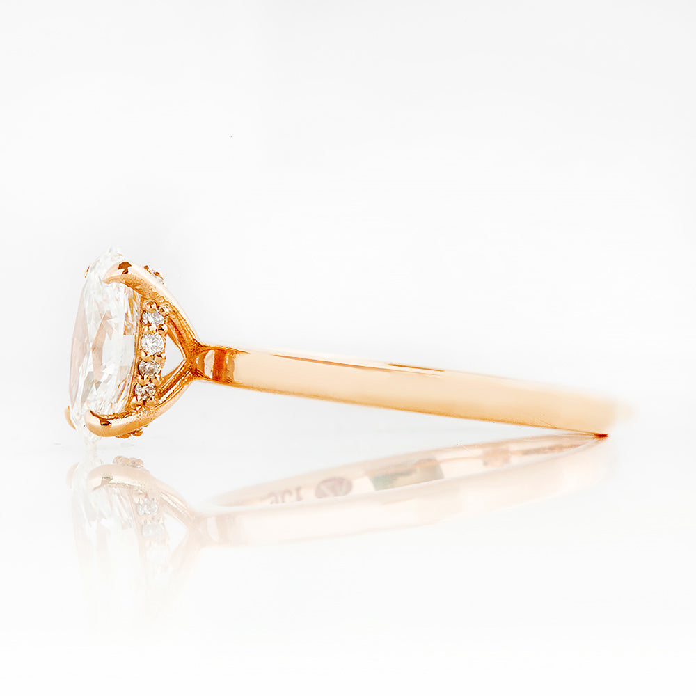 Selene, Hidden Halo Oval cut Lab Diamond Ring - 1.5ct