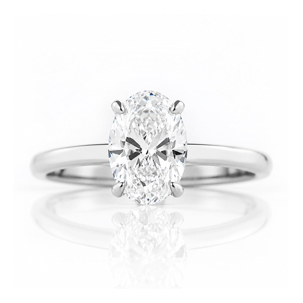 Selene, Hidden Halo Oval cut Lab Diamond Ring - 1.5ct - Victoria's Jewellery
