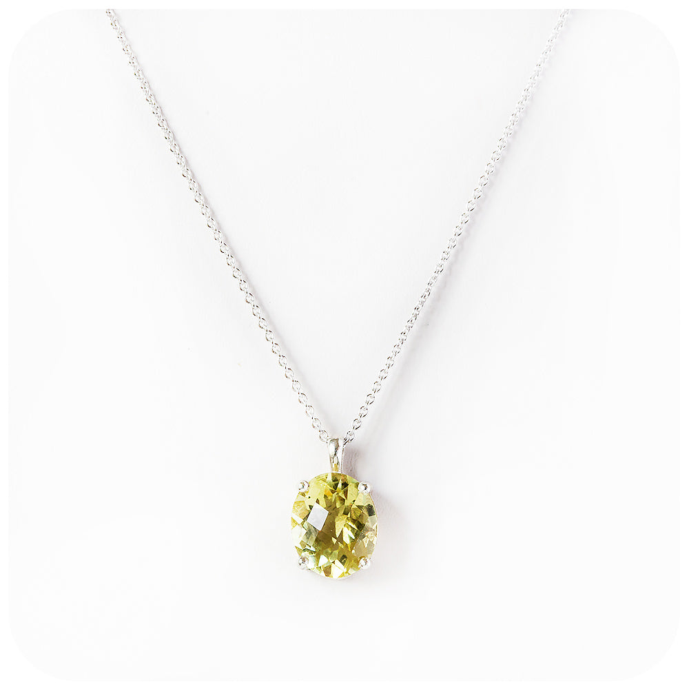 Lana, an Oval cut Lemon Quartz Pendant and Chain