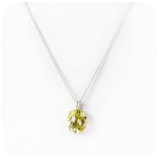 Lana, an Oval cut Lemon Quartz Pendant and Chain