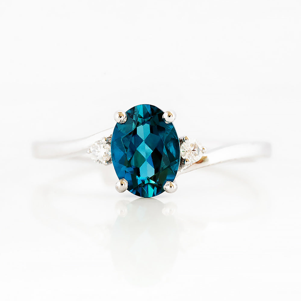Georgie, a London Blue Topaz and Diamond Trilogy Ring - 8x6mm