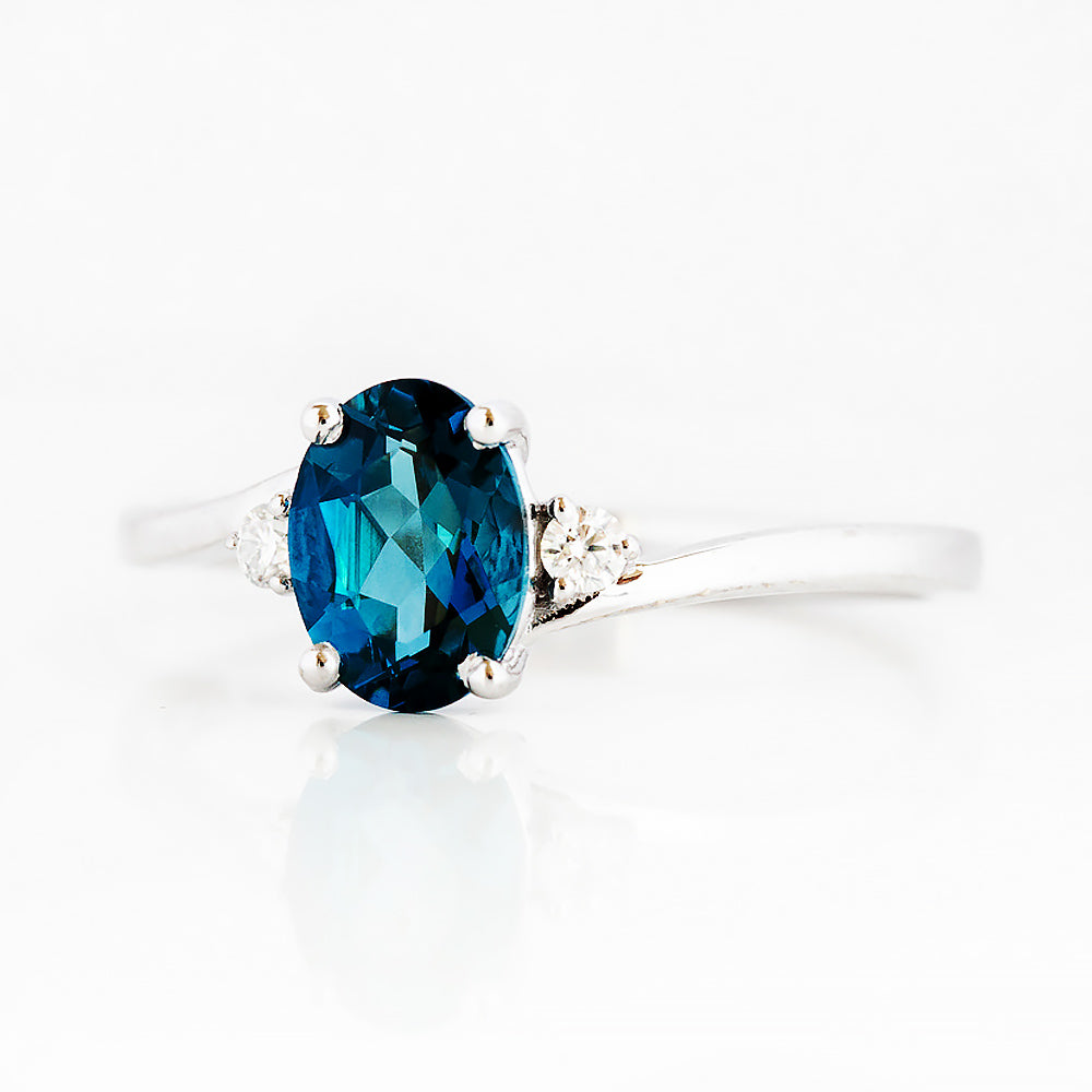 Georgie, a London Blue Topaz and Diamond Trilogy Ring - 8x6mm
