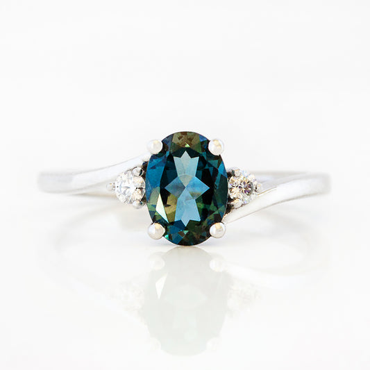 Georgie, a London Blue Topaz and Diamond Trilogy Ring