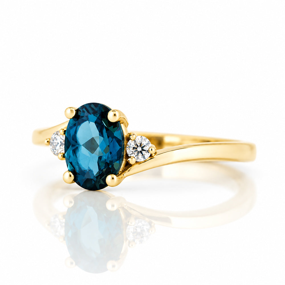 Georgie, a London Blue Topaz and Diamond Ring - Victoria's Jewellery