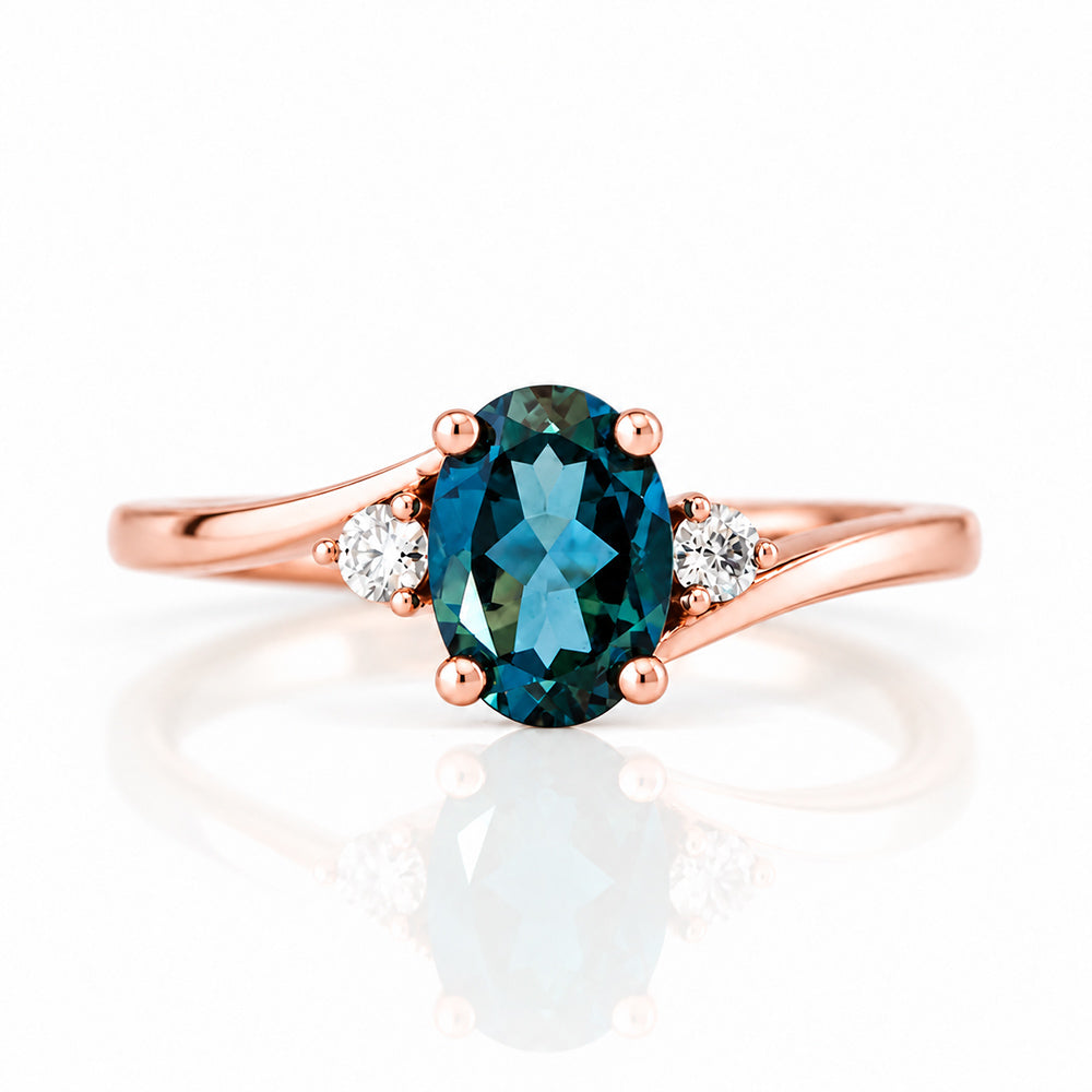 Georgie, a London Blue Topaz and Diamond Ring - Victoria's Jewellery