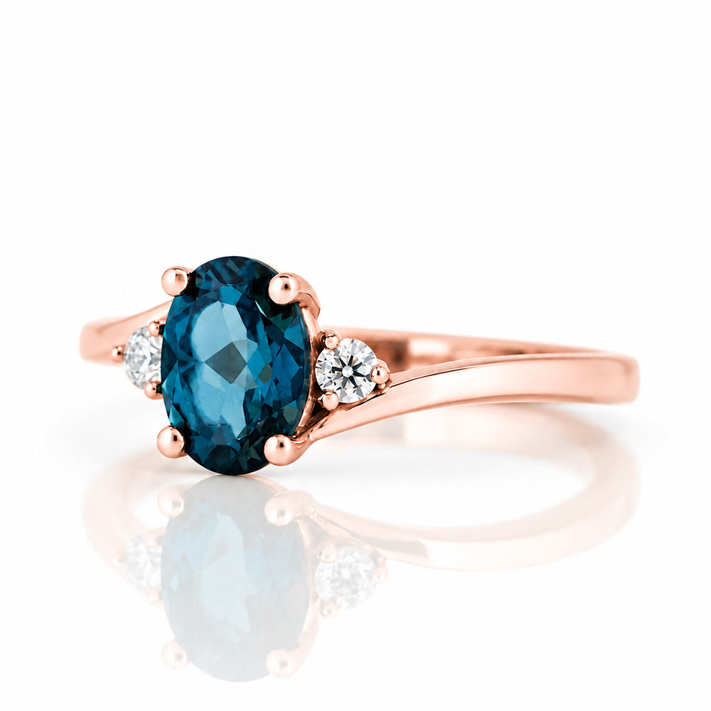 Georgie, a London Blue Topaz and Diamond Ring - Victoria's Jewellery