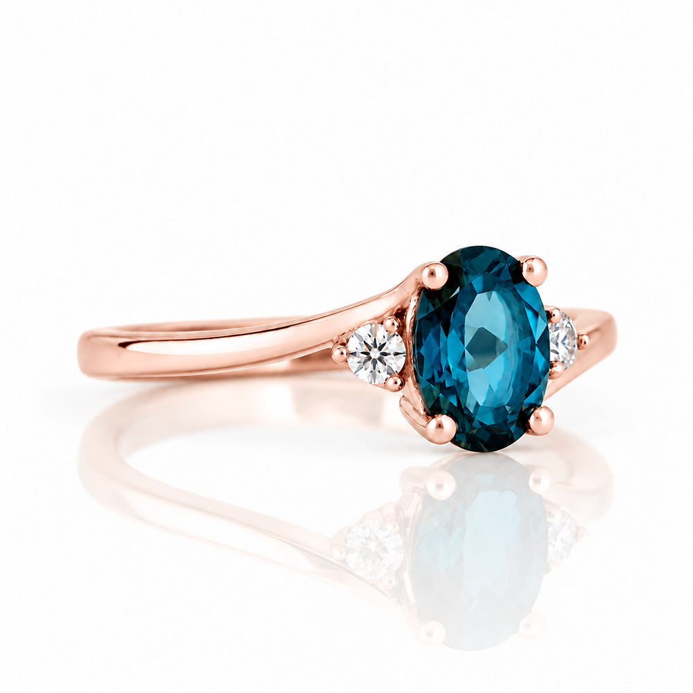 Georgie, a London Blue Topaz and Diamond Ring - Victoria's Jewellery