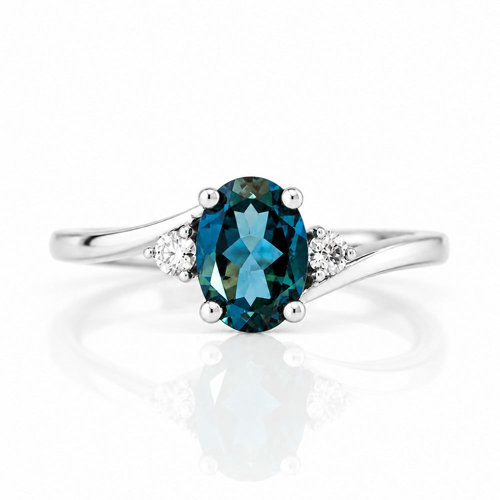 Georgie, a London Blue Topaz and Diamond Ring - Victoria's Jewellery
