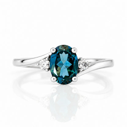 Georgie, a London Blue Topaz and Diamond Ring - Victoria's Jewellery