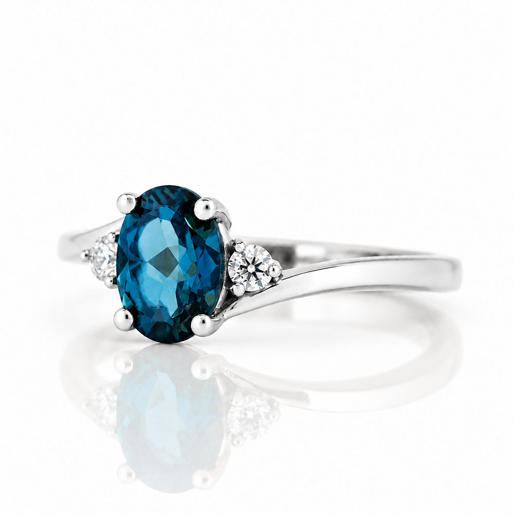 Georgie, a London Blue Topaz and Diamond Ring - Victoria's Jewellery