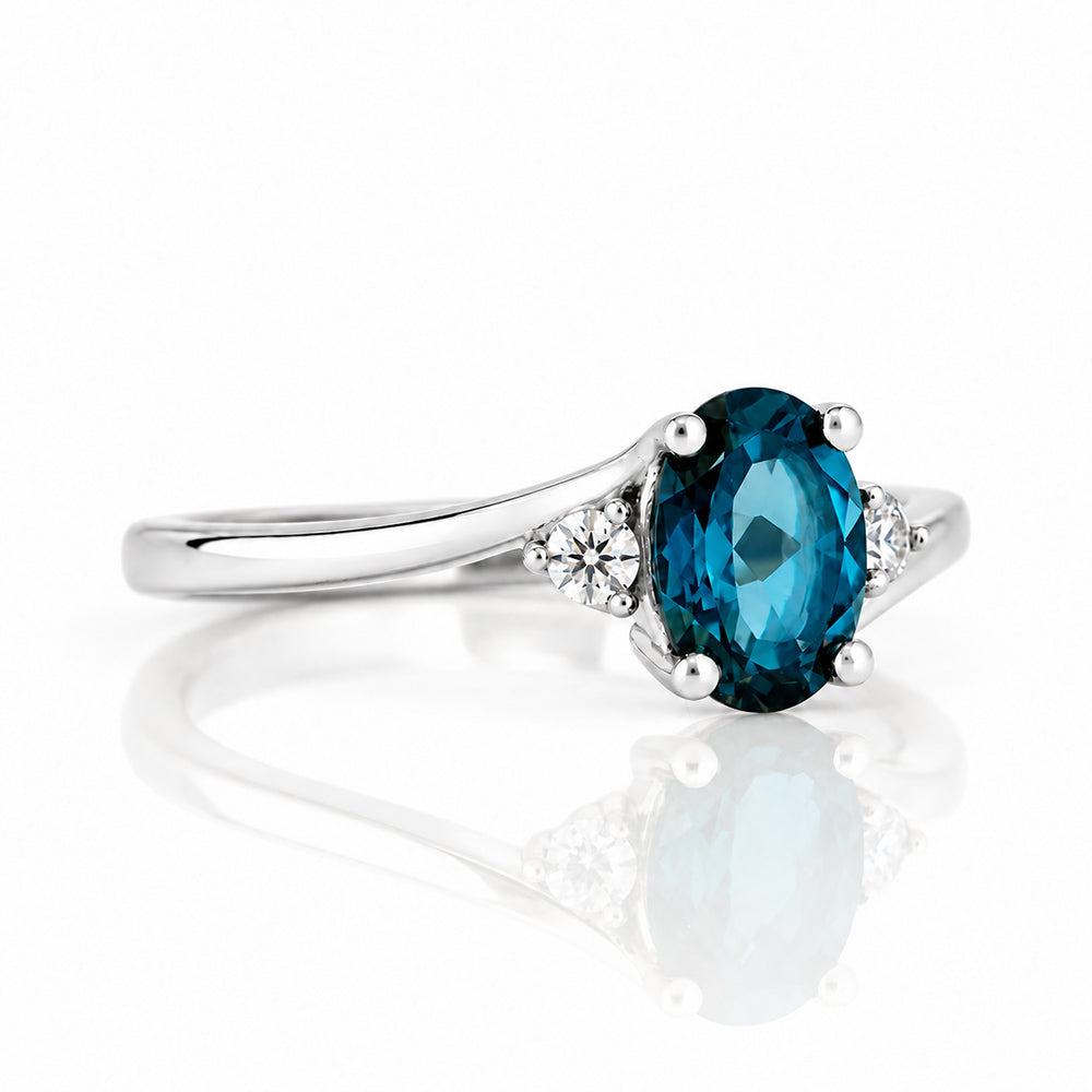Georgie, a London Blue Topaz and Diamond Ring - Victoria's Jewellery