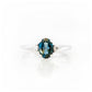 Oval cut London Blue Topaz and Lab Diamond Trilogy Engagement Ring in White Gold - Victoria's Jewellery