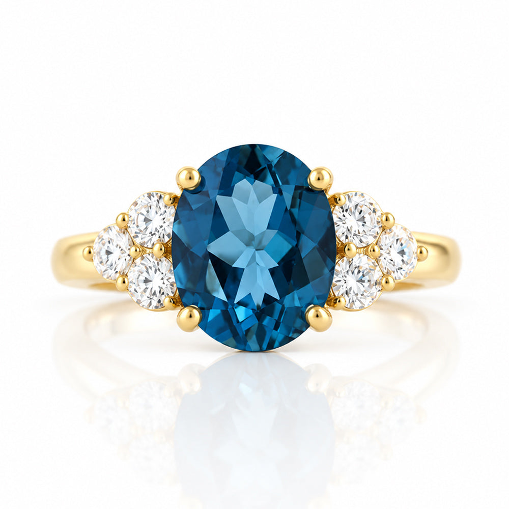 Camilla, a London Blue Topaz and Diamond Ring - Victoria's Jewellery