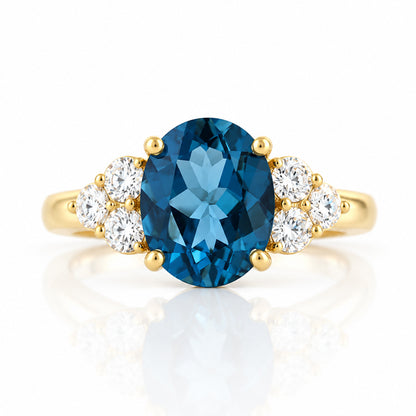 Camilla, a London Blue Topaz and Diamond Ring - Victoria's Jewellery