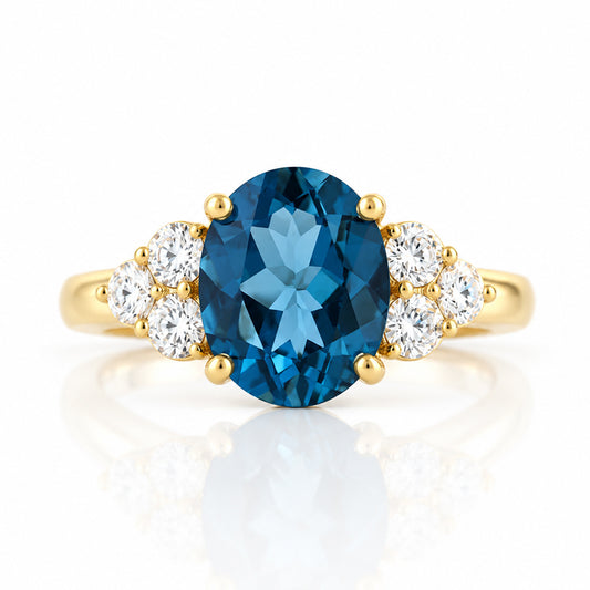 Camilla, a London Blue Topaz and Diamond Ring - Victoria's Jewellery
