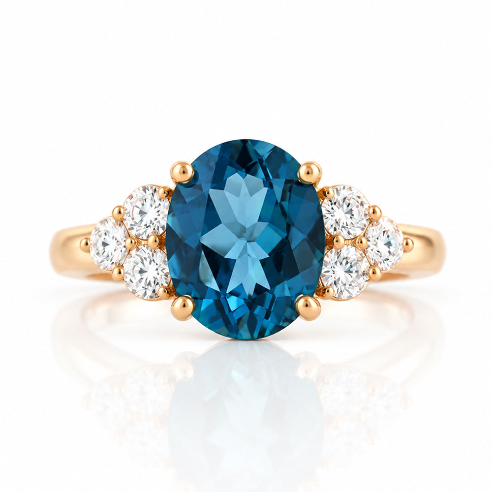 Camilla, a London Blue Topaz and Diamond Ring - Victoria's Jewellery