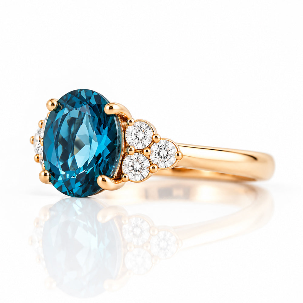 Camilla, a London Blue Topaz and Diamond Ring - Victoria's Jewellery