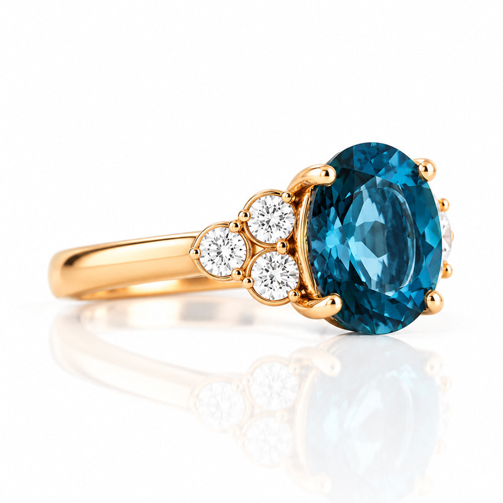 Camilla, a London Blue Topaz and Diamond Ring - Victoria's Jewellery