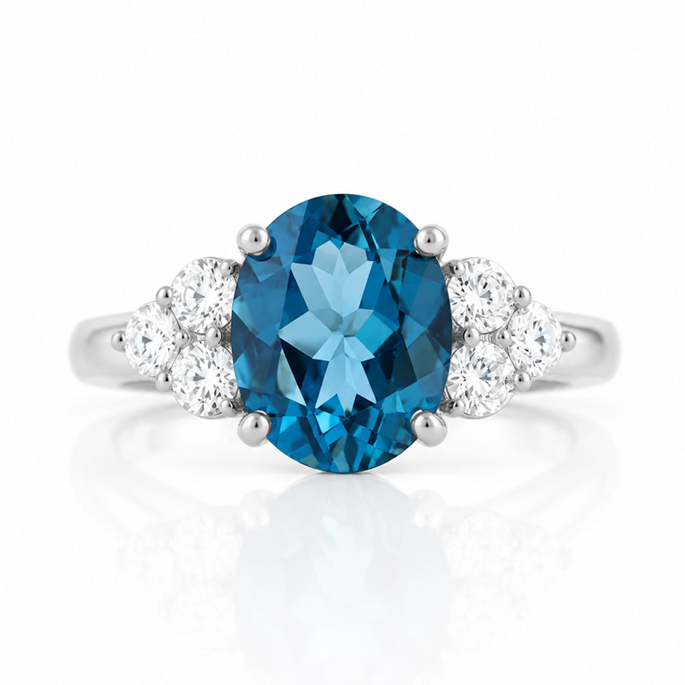 Camilla, a London Blue Topaz and Diamond Ring - Victoria's Jewellery