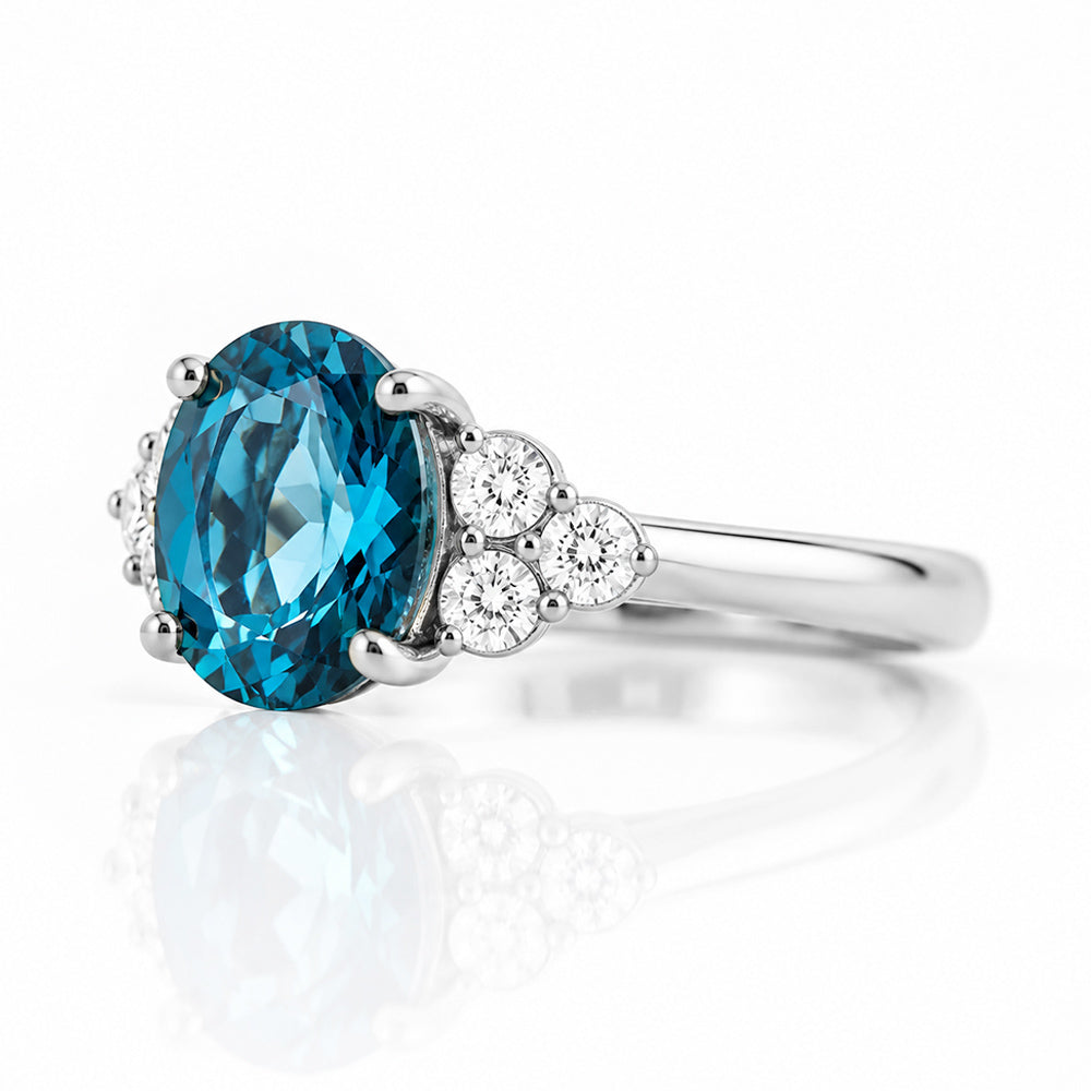 Camilla, a London Blue Topaz and Diamond Ring - Victoria's Jewellery