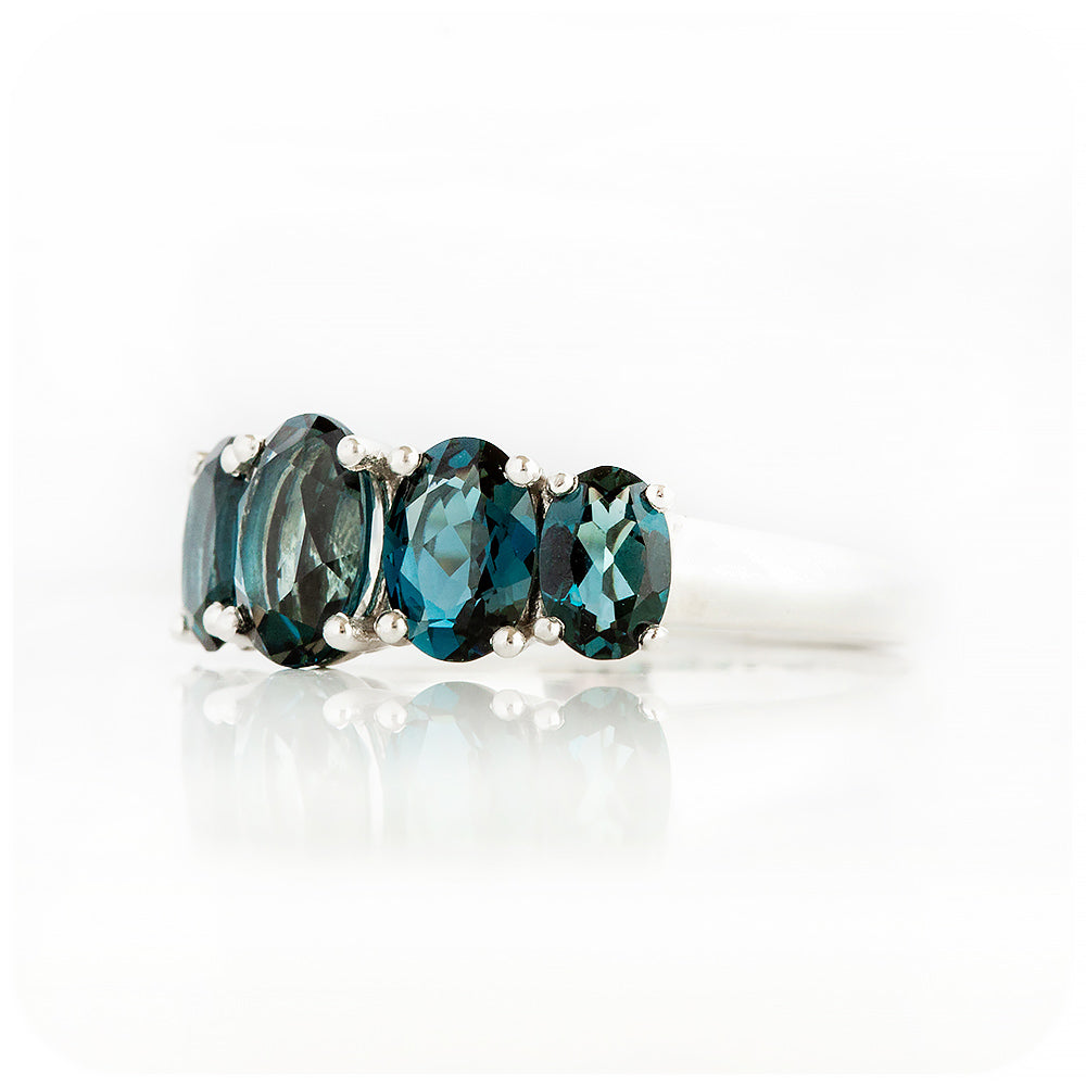 Oval cut London Blue Topaz Half Eternity Ring - Victoria's Jewellery