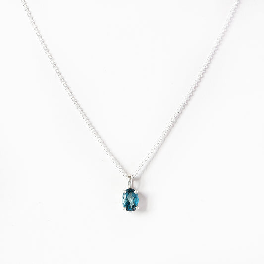 Oval cut London Blue Topaz Pendant - Victoria's Jewellery