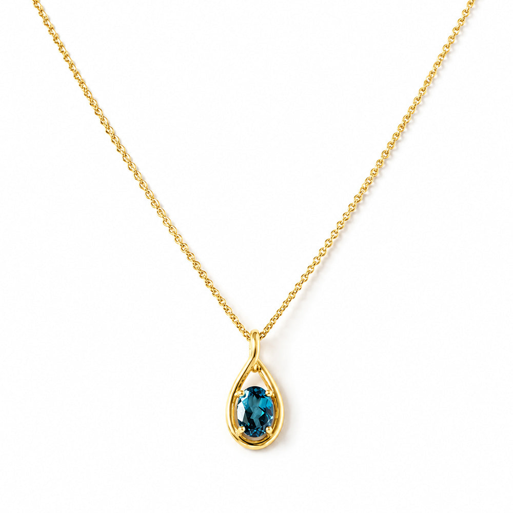 Infinity, London Blue Topaz Pendant - 7x5mm - Victoria's Jewellery