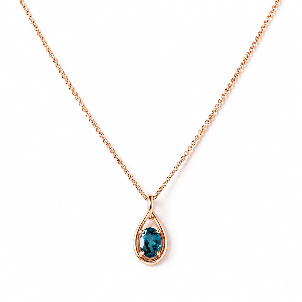 Infinity, London Blue Topaz Pendant - 7x5mm - Victoria's Jewellery