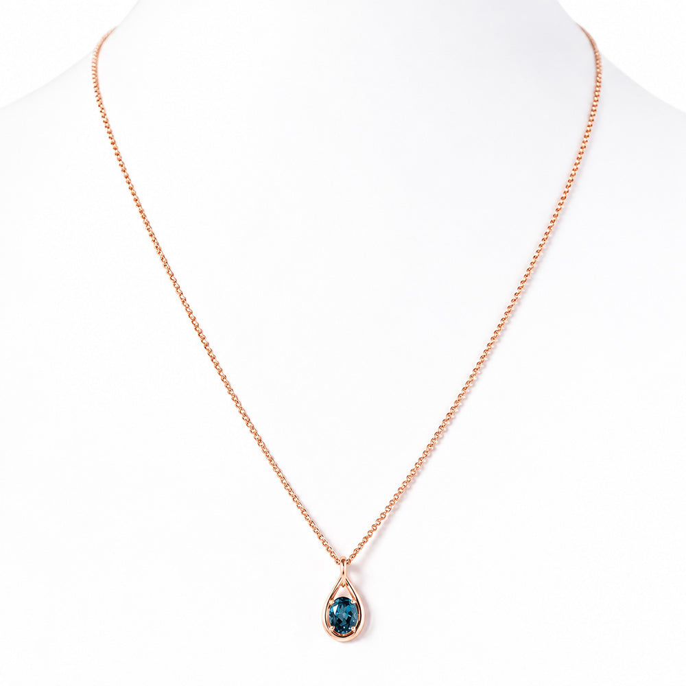 Infinity, London Blue Topaz Pendant - 7x5mm - Victoria's Jewellery