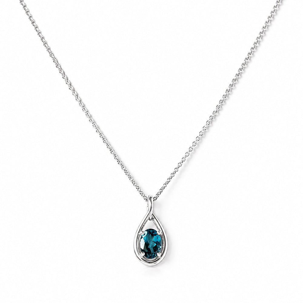 Infinity, London Blue Topaz Pendant - 7x5mm - Victoria's Jewellery