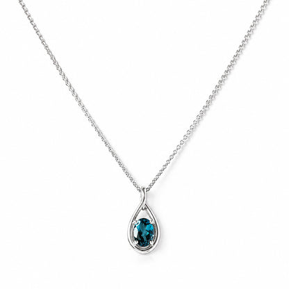 Infinity, London Blue Topaz Pendant - 7x5mm - Victoria's Jewellery
