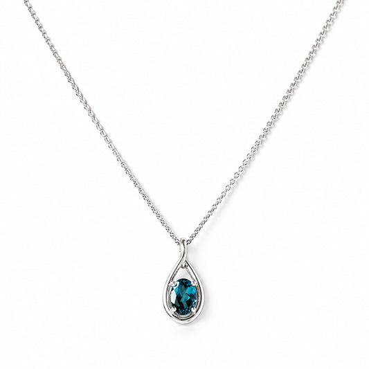 Infinity, London Blue Topaz Pendant - 7x5mm