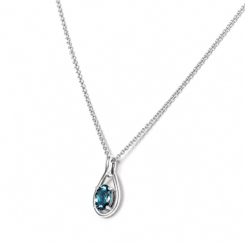Infinity, London Blue Topaz Pendant - 7x5mm - Victoria's Jewellery