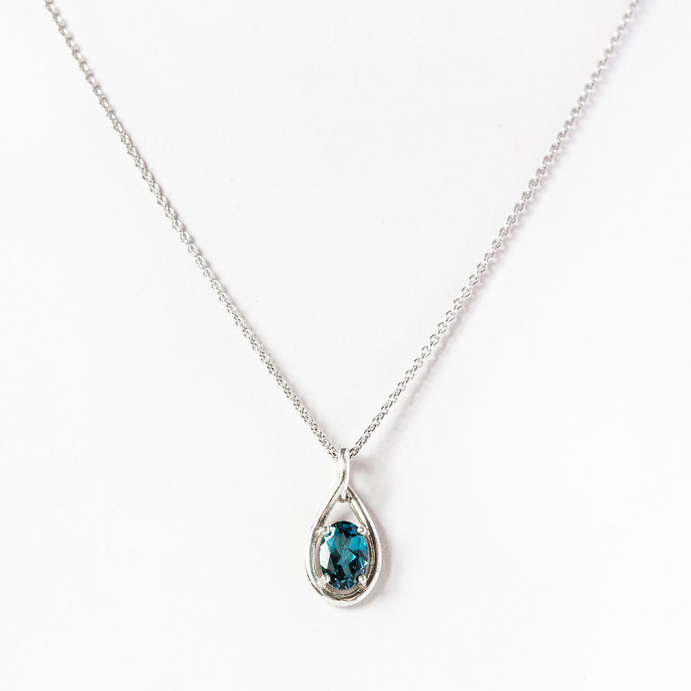 Infinity, London Blue Topaz Pendant - 7x5mm - Victoria's Jewellery
