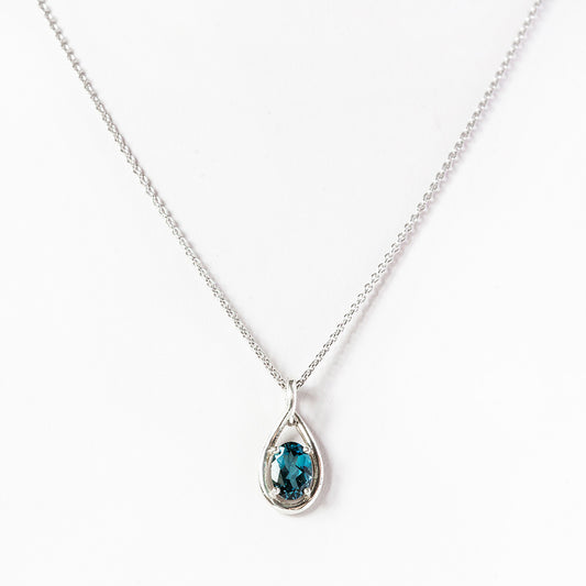 Infinity, London Blue Topaz Pendant - 7x5mm