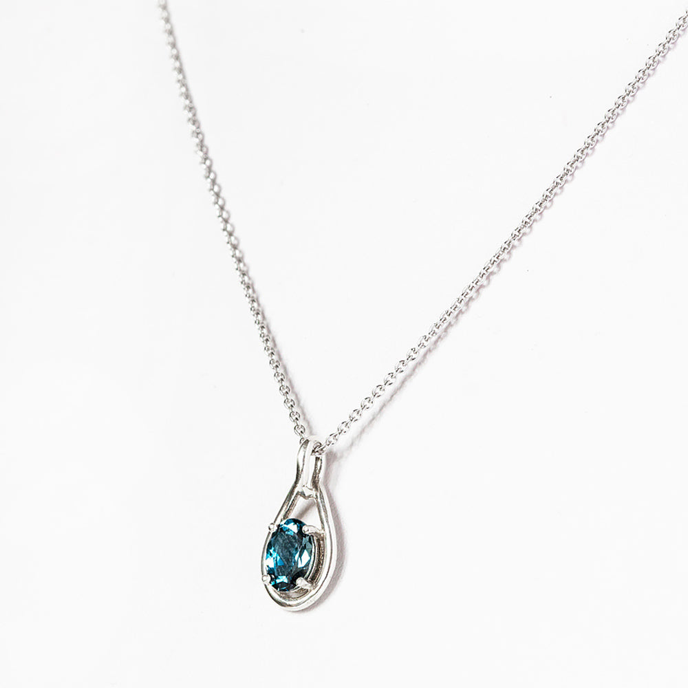 Infinity, London Blue Topaz Pendant - 7x5mm - Victoria's Jewellery