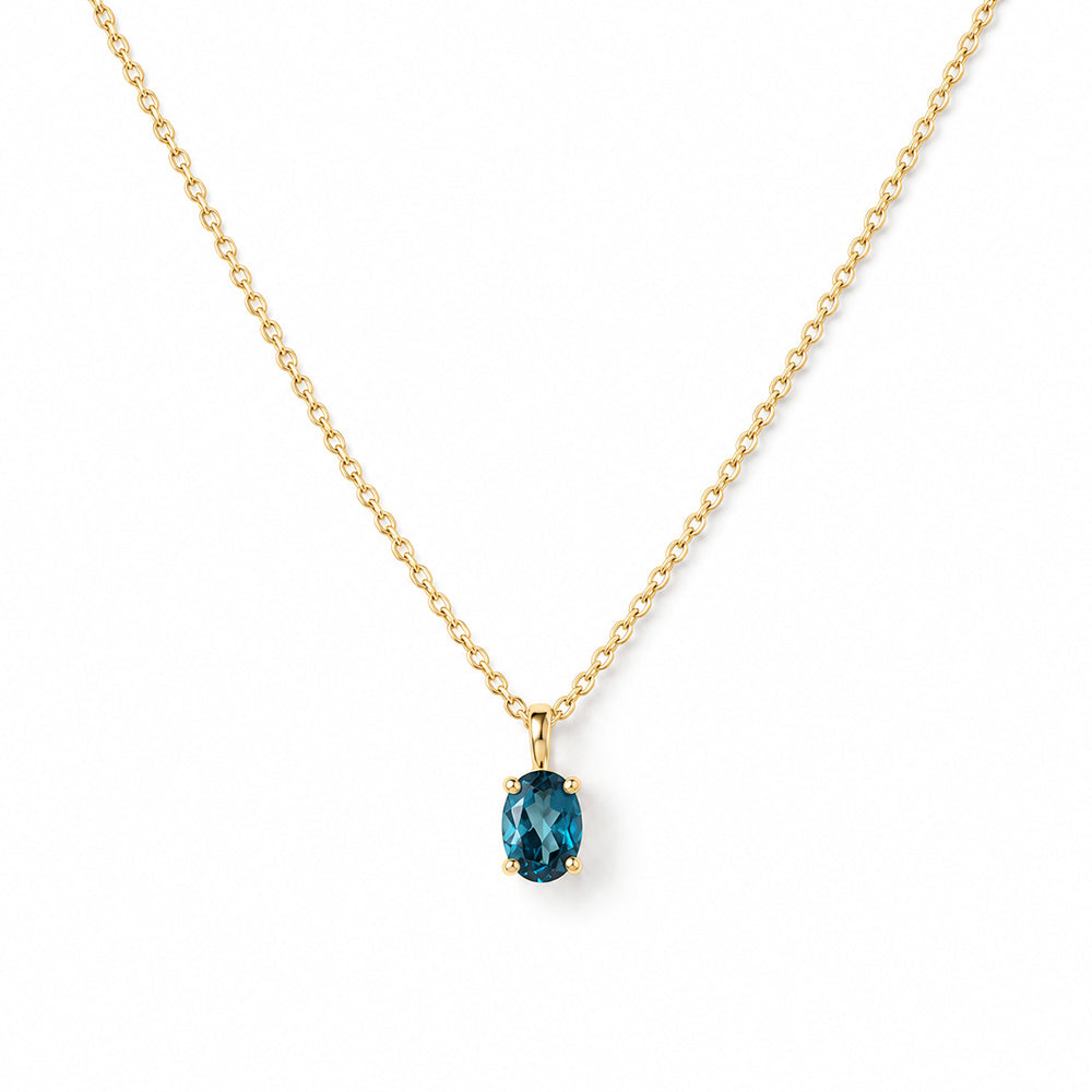 Luna, Oval cut London Blue Topaz Pendant - 7x5mm - Victoria's Jewellery