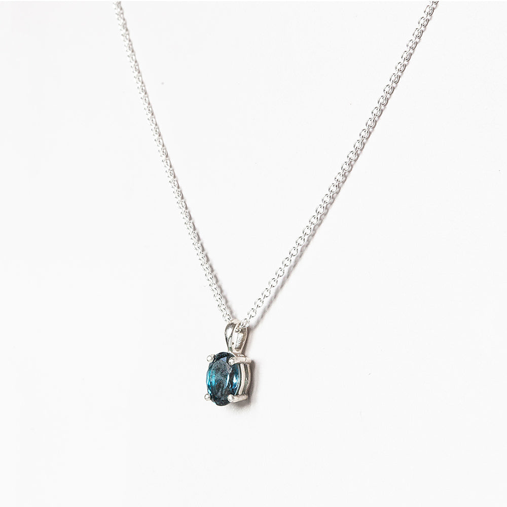 Oval cut London Blue Topaz Solitaire Necklace - Victoria's Jewellery