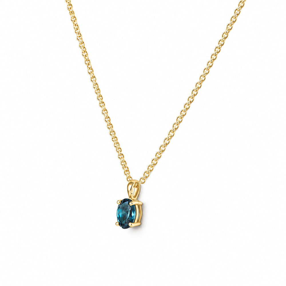 Luna, Oval cut London Blue Topaz Pendant - 7x5mm - Victoria's Jewellery